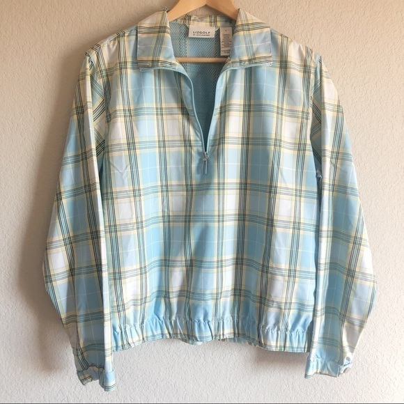 LizGolf Spring Plaid Quarter Zip Pullover Jacket - Picture 1 of 11